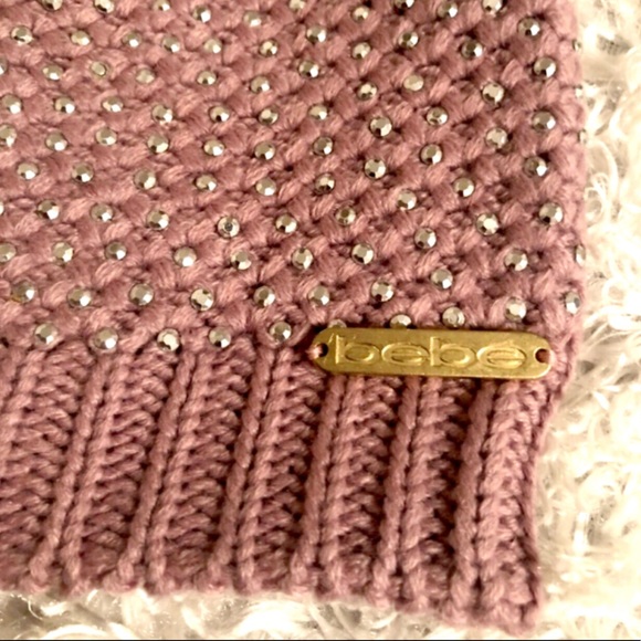 bebe Lavender Knit Logo Beanie - Picture 2 of 6